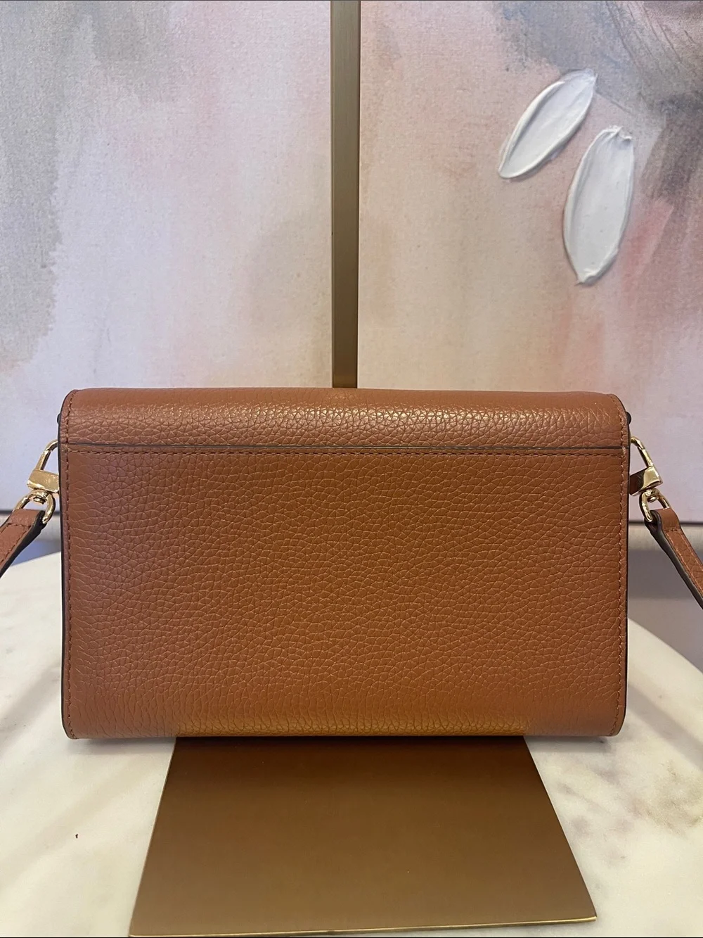 Tory Burch Pebbled Leather Crossbody in Warm Cognac
